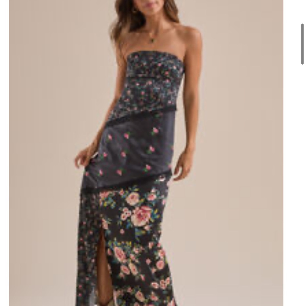 Floral Strapless Maxi Dress